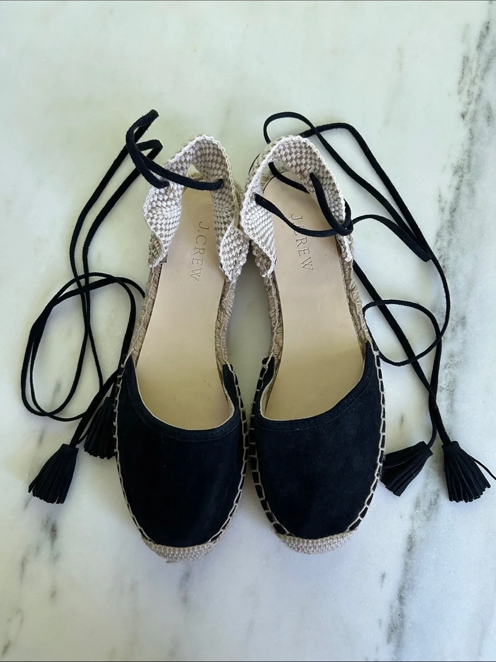 J.Crew Baja Blue Suede Lace-Up Espadrille Sandals | Size 7